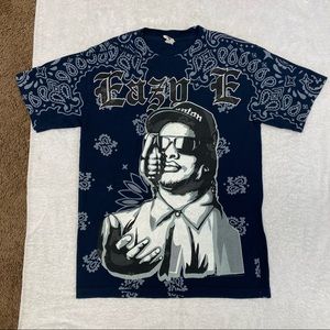 Eazy-E Allover Print Grenade T-Shirt Blue Size S